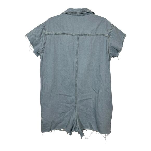 Wishlist Boutique Light Wash Denim Romper Medium Frayed Cutoff Boho Western - Picture 4 of 8